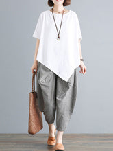 Loose Solid Color Irregular T-Shirt